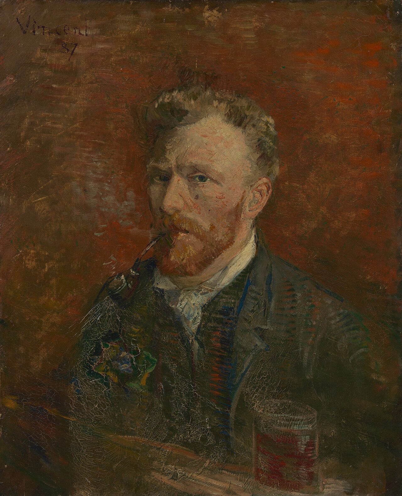 🍺 Autoritratto con pipa e bicchiere – Vincent van Gogh (1887)
