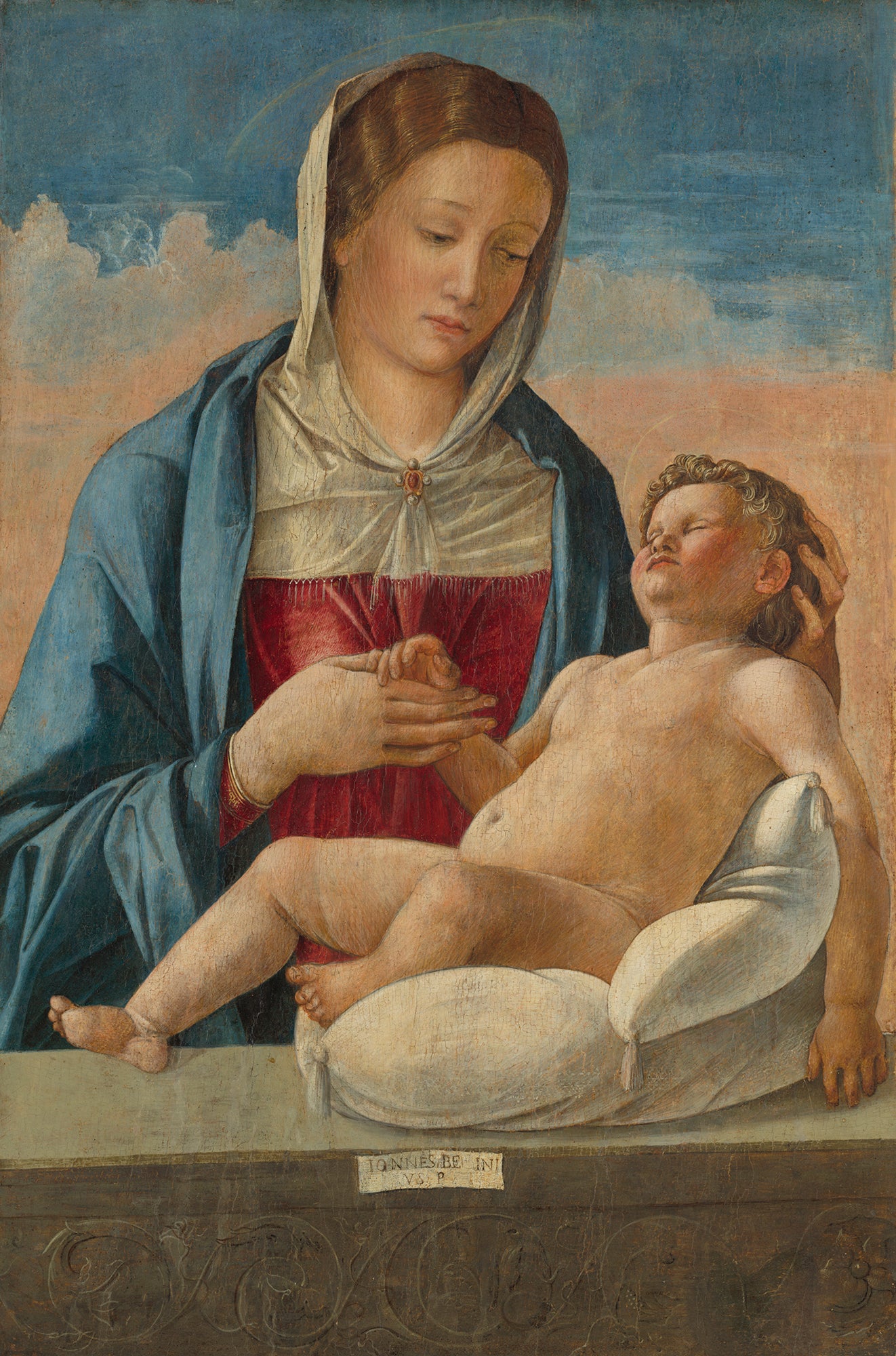 Vierge à l'Enfant endormi sur un parapet - Giovanni Bellini