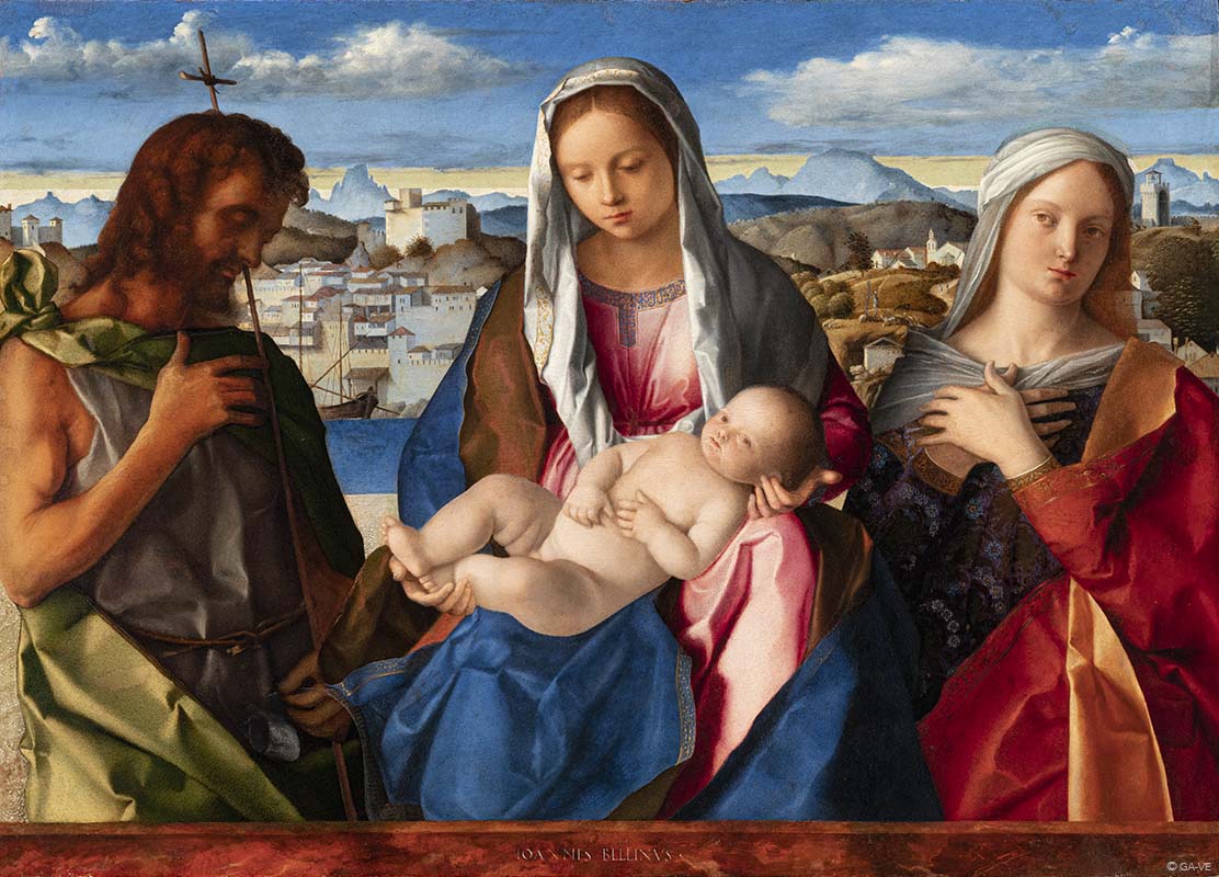 Vierge à l'Enfant entourée de saint Jean-Baptiste et d'une sainte - Giovanni Bellini