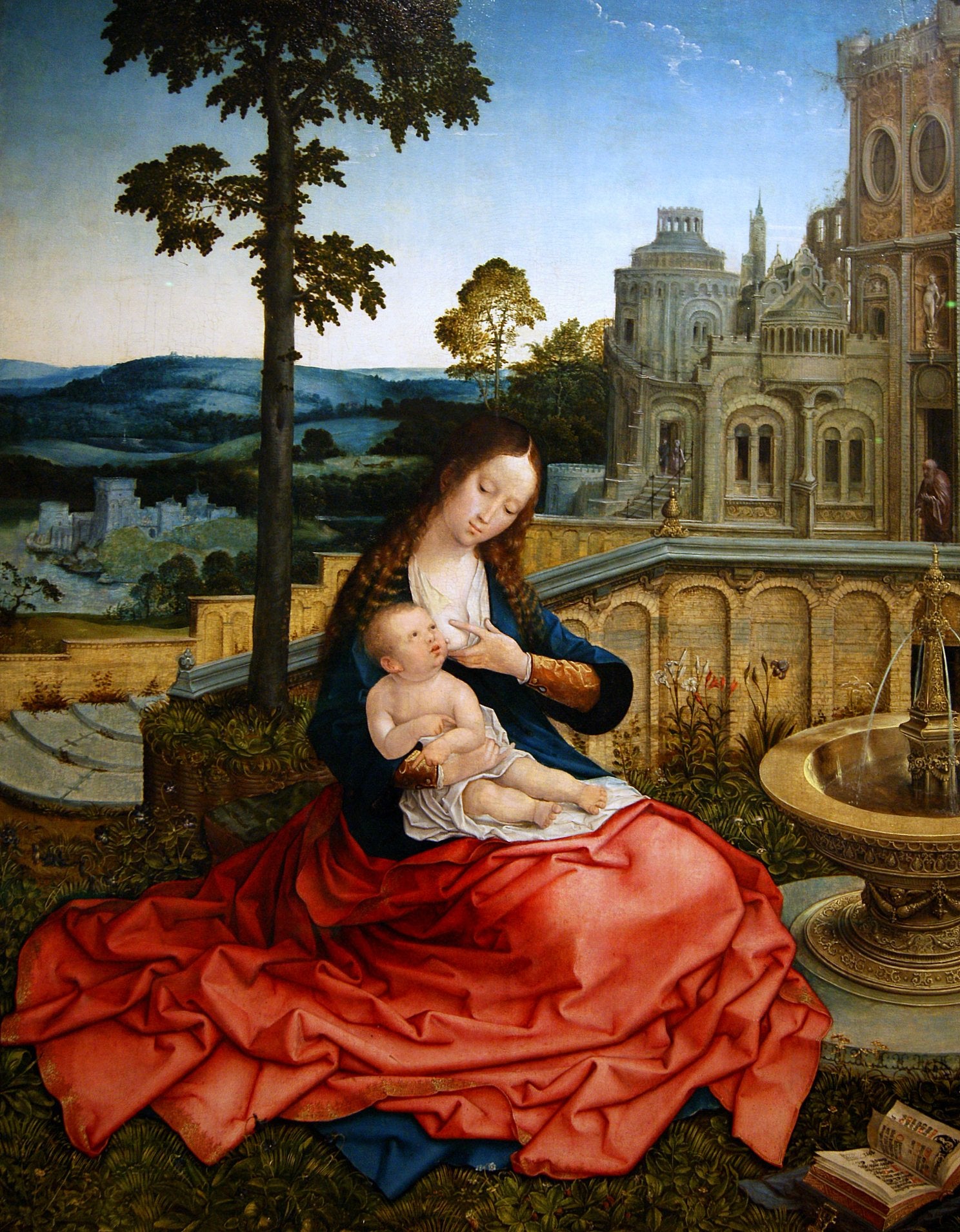 La Sainte Vierge avec l'Enfant Jésus auprès d'une fontaine - Bernard van Orley