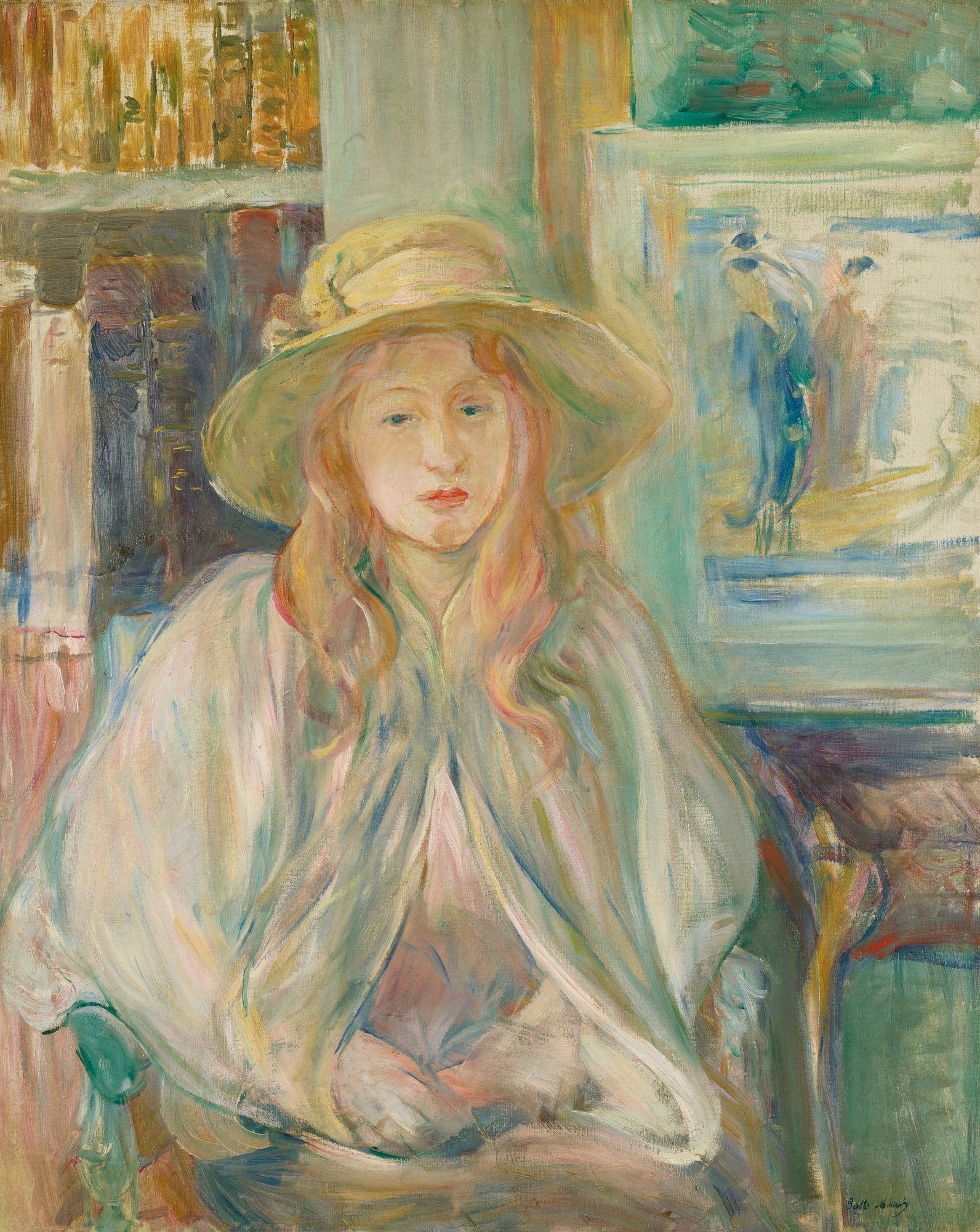 Reproduction du tableau « Filet au chapeau de paille - Berthe Morisot » par Alpha Reproduction en peinture à l’huile