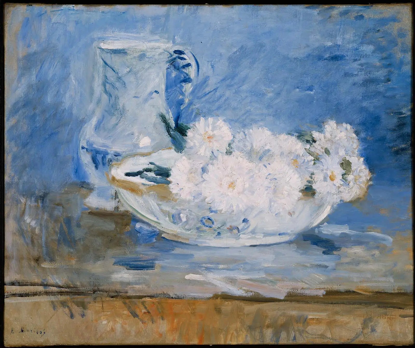 Reproduction du tableau « Fleurs blanches dans un bol - Berthe Morisot » par Alpha Reproduction en peinture à l’huile