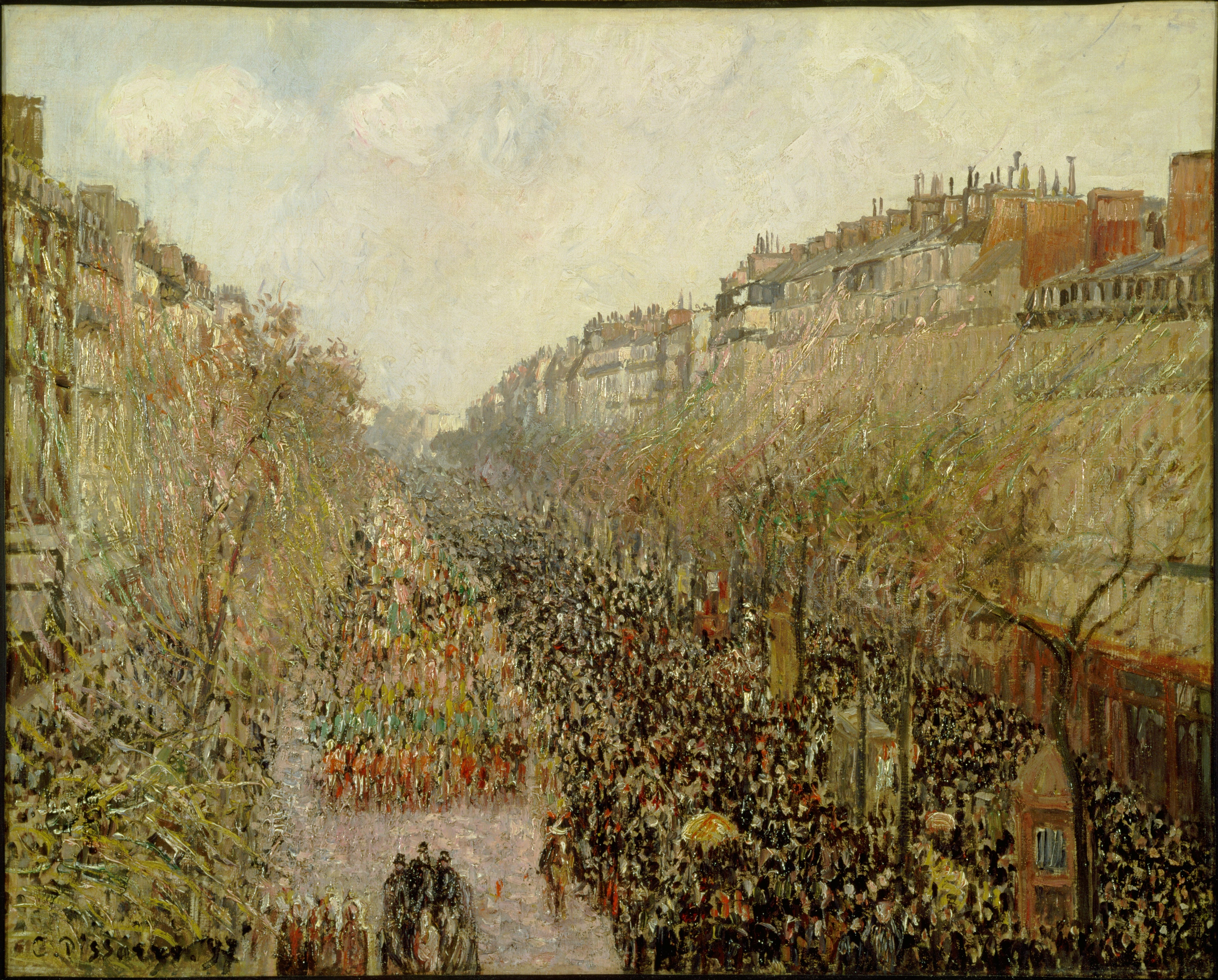 Reproduction du tableau « Boulevard Montmartre, Mardi Gras - Camille Pissarro » par Alpha Reproduction en peinture à l’huile
