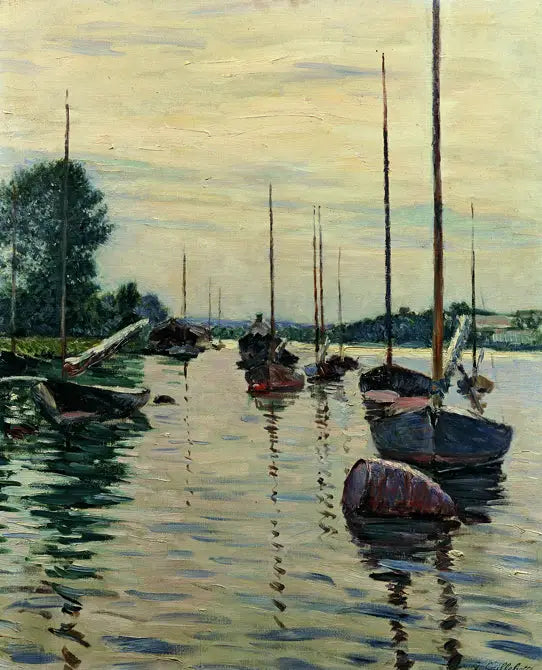 Reproduction du tableau « Bateaux amarrés sur la Seine - Gustave Caillebotte » par Alpha Reproduction en peinture à l’huile