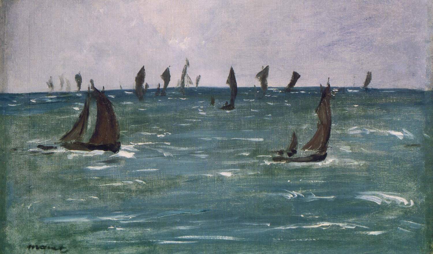 Reproduction du tableau « Bateaux en Mer, Golfe de Gascogne - Édouard Manet » par Alpha Reproduction en peinture à l’huile