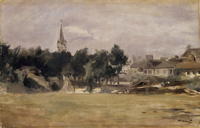 Reproduction du tableau « Paysage avec une église de village - Édouard Manet » par Alpha Reproduction en peinture à l’huile