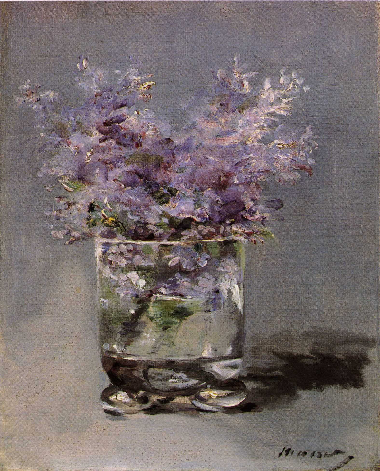 Reproduction du tableau « Lilas dans un verre - Édouard Manet » par Alpha Reproduction en peinture à l’huile
