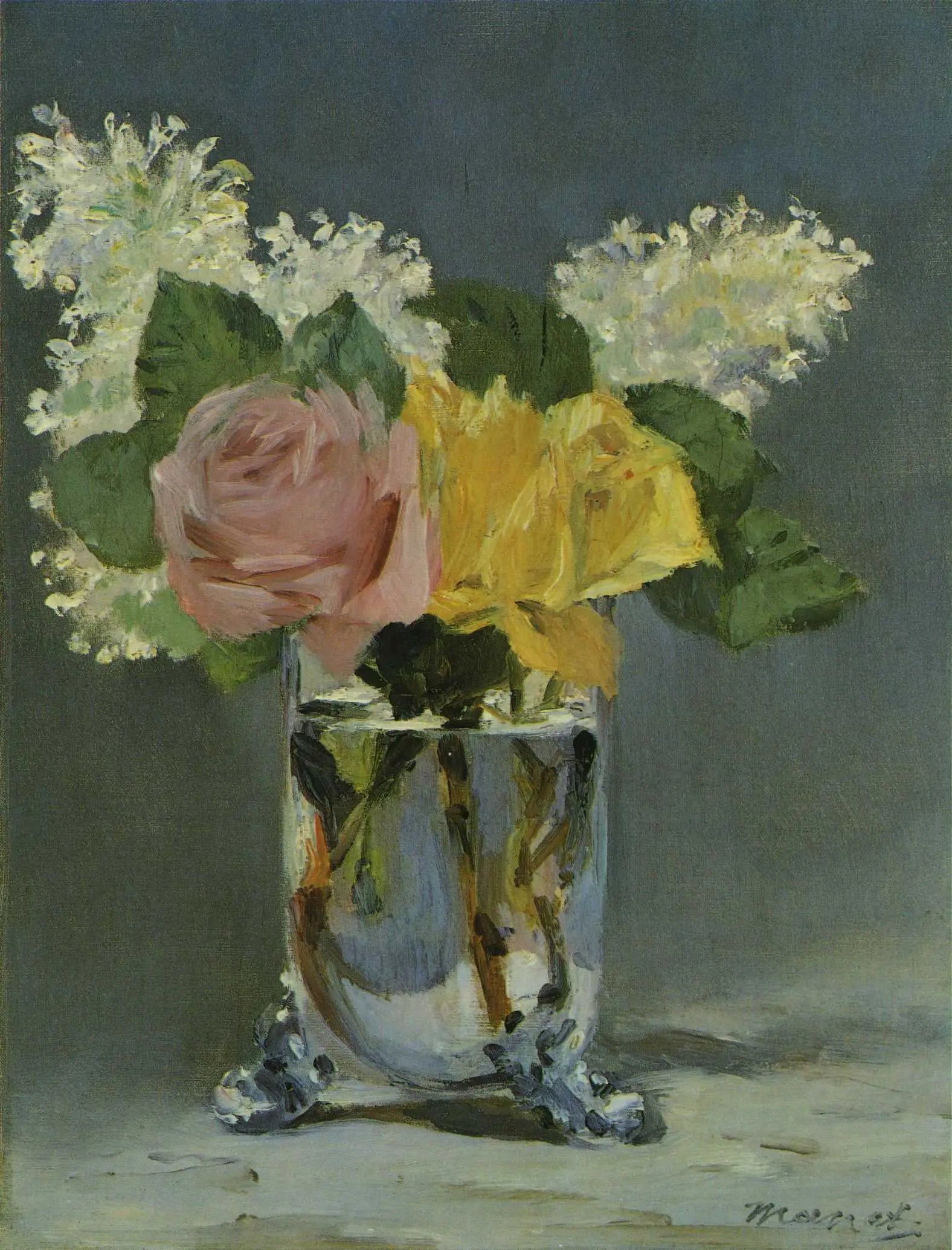 Reproduction du tableau « Roses et lilas dans un vase - Édouard Manet » par Alpha Reproduction en peinture à l’huile