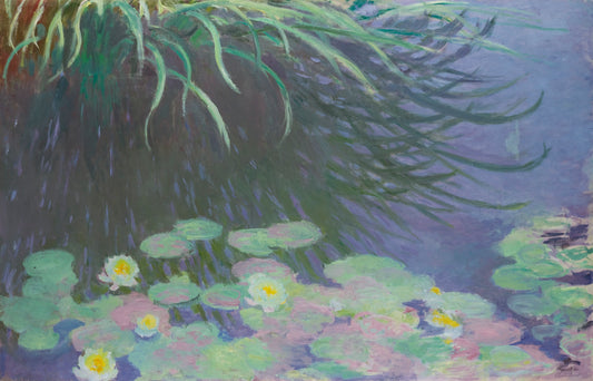 🌿 Ninfee con riflessi di erbe alte, Claude Monet