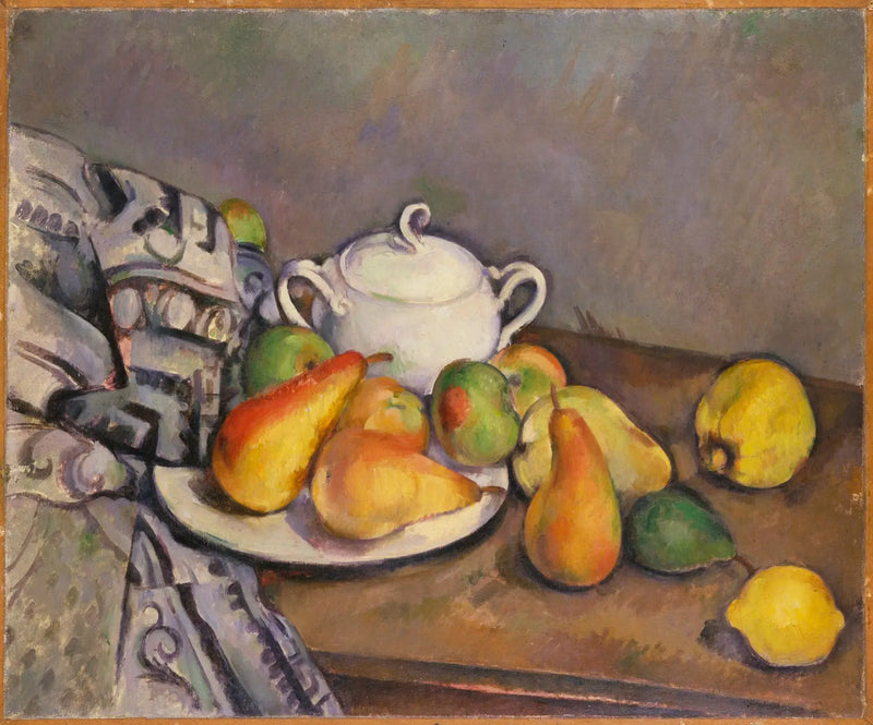 Zuccheriera, pere e tappeto - Paul Cézanne