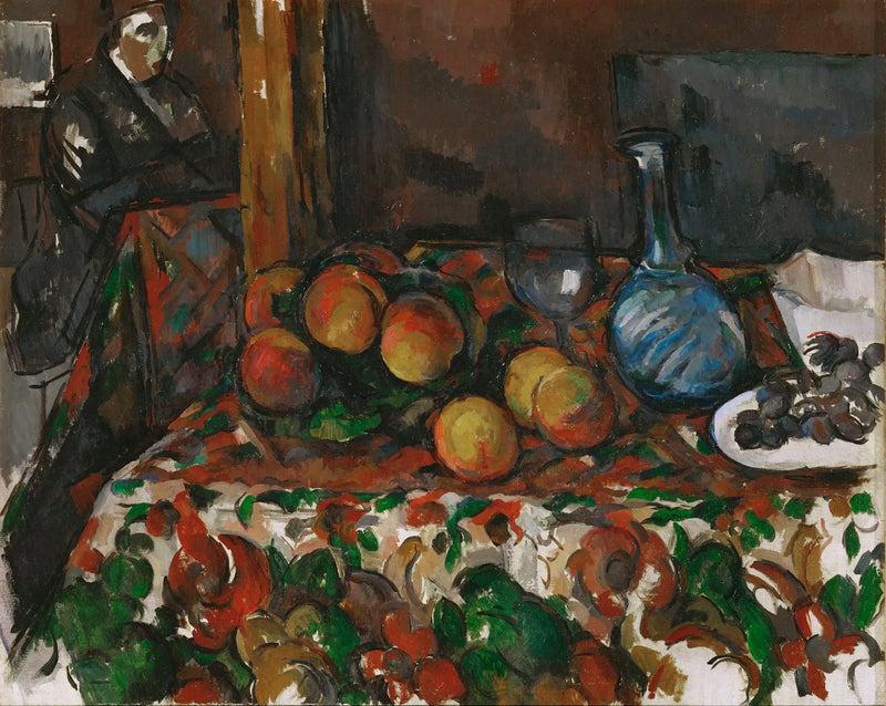 Pesche, caraffa e personaggio - Paul Cézanne