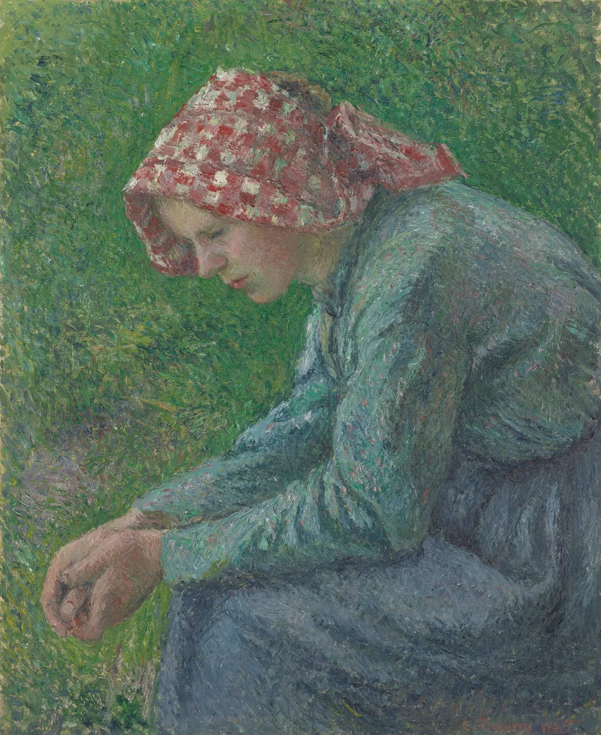 Reproduction du tableau « Une paysanne assise - Camille Pissarro » par Alpha Reproduction en peinture à l’huile