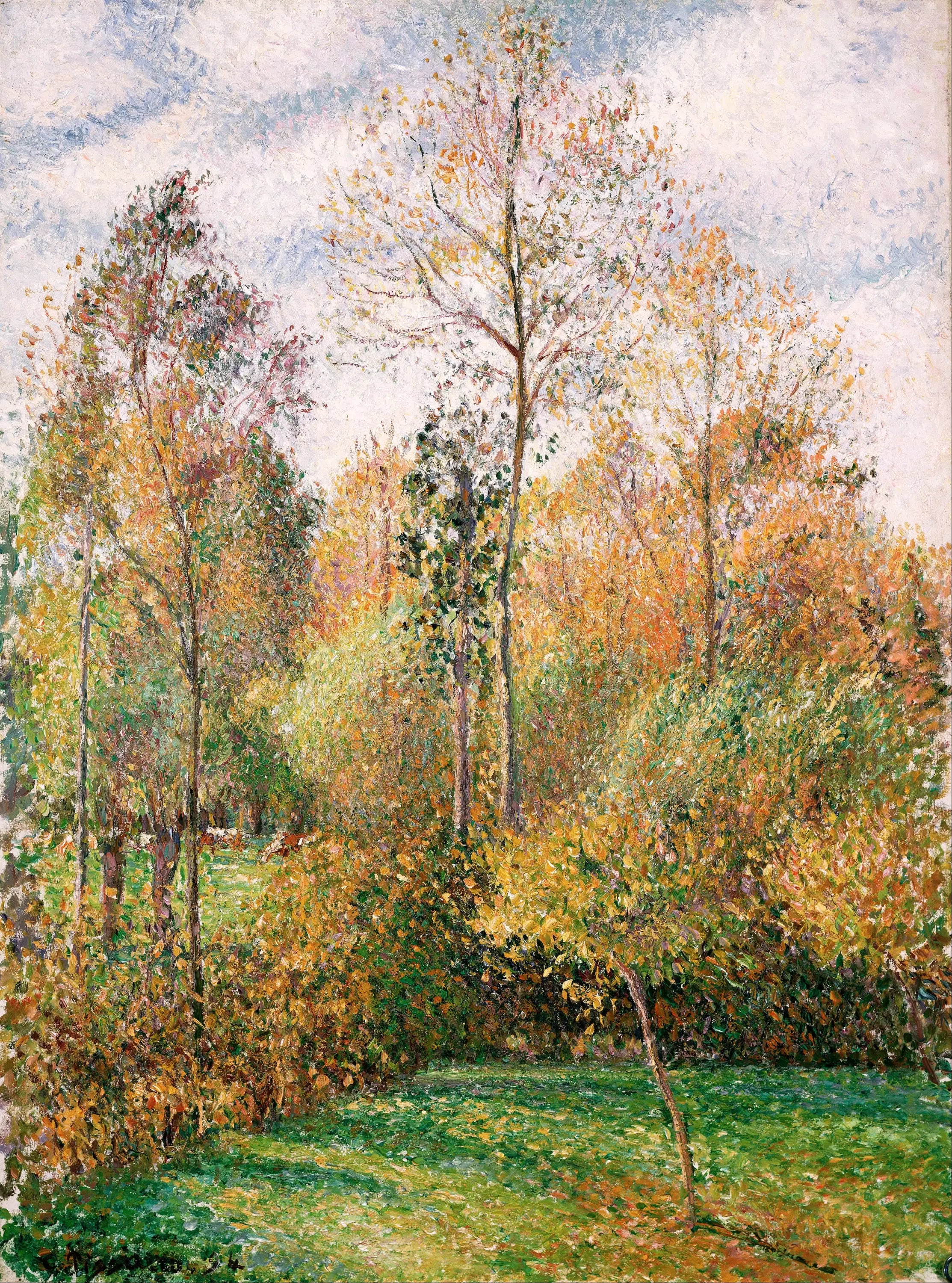 Reproduction du tableau « Automne, Peupliers, Éragny - Camille Pissarro » par Alpha Reproduction en peinture à l’huile