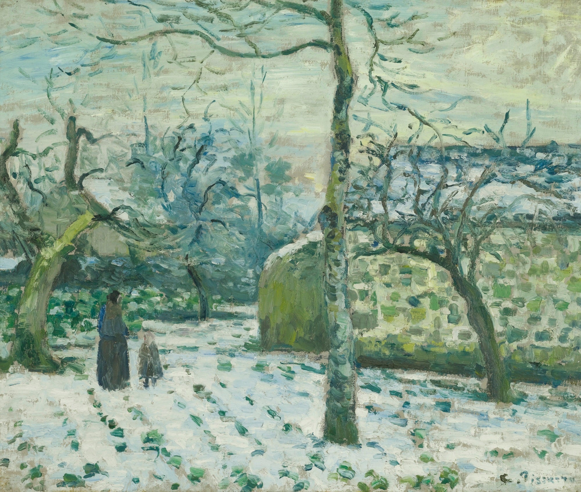 Reproduction du tableau « Effet de neige à Montfoucault - Camille Pissarro » par Alpha Reproduction en peinture à l’huile
