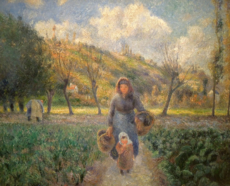 Contadina e bambino che tornano dai campi, Auvers-sur-Oise - Camille Pissarro