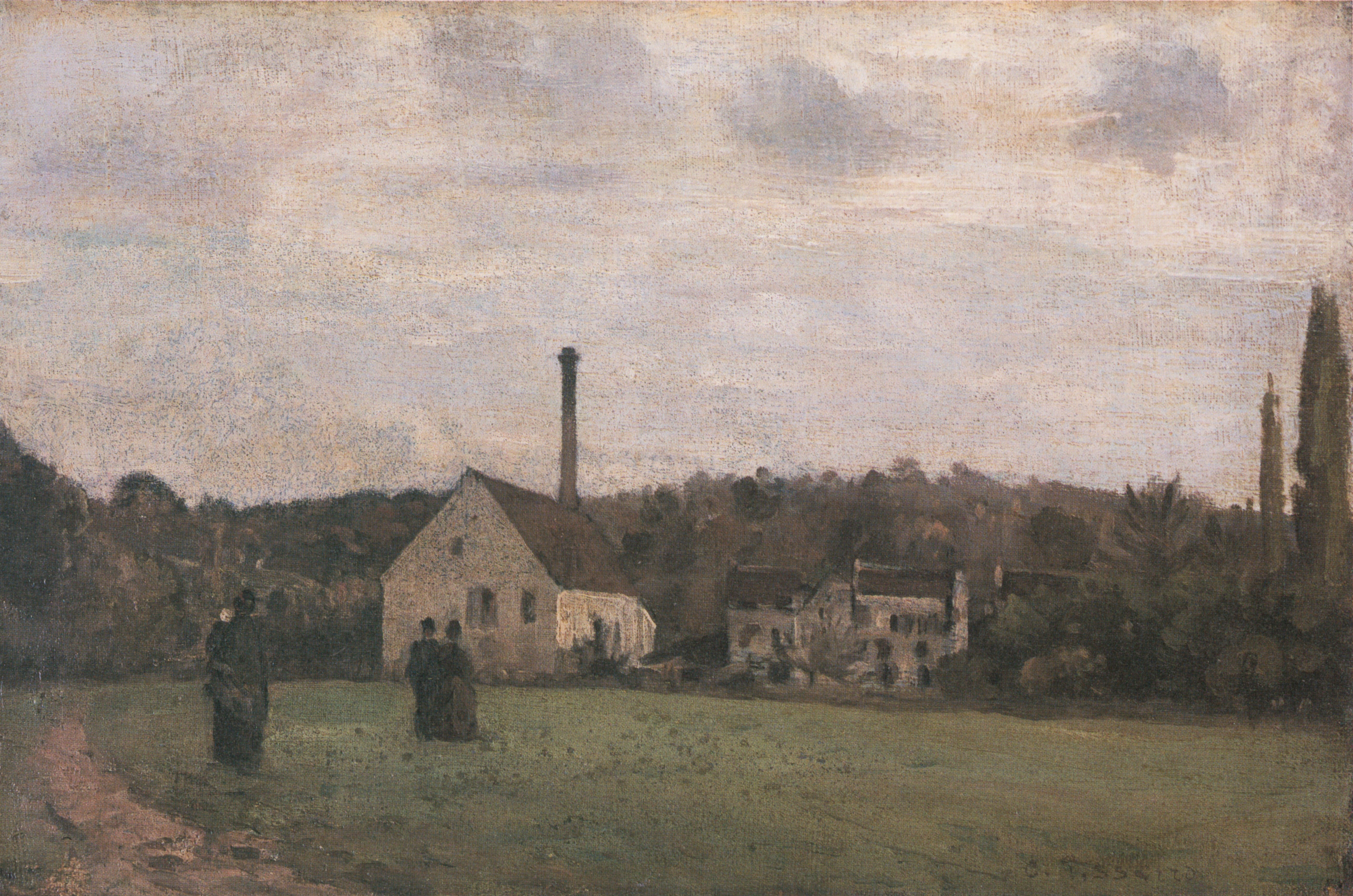 Reproduction du tableau « La Petite Fabrique - Camille Pissarro » par Alpha Reproduction en peinture à l’huile