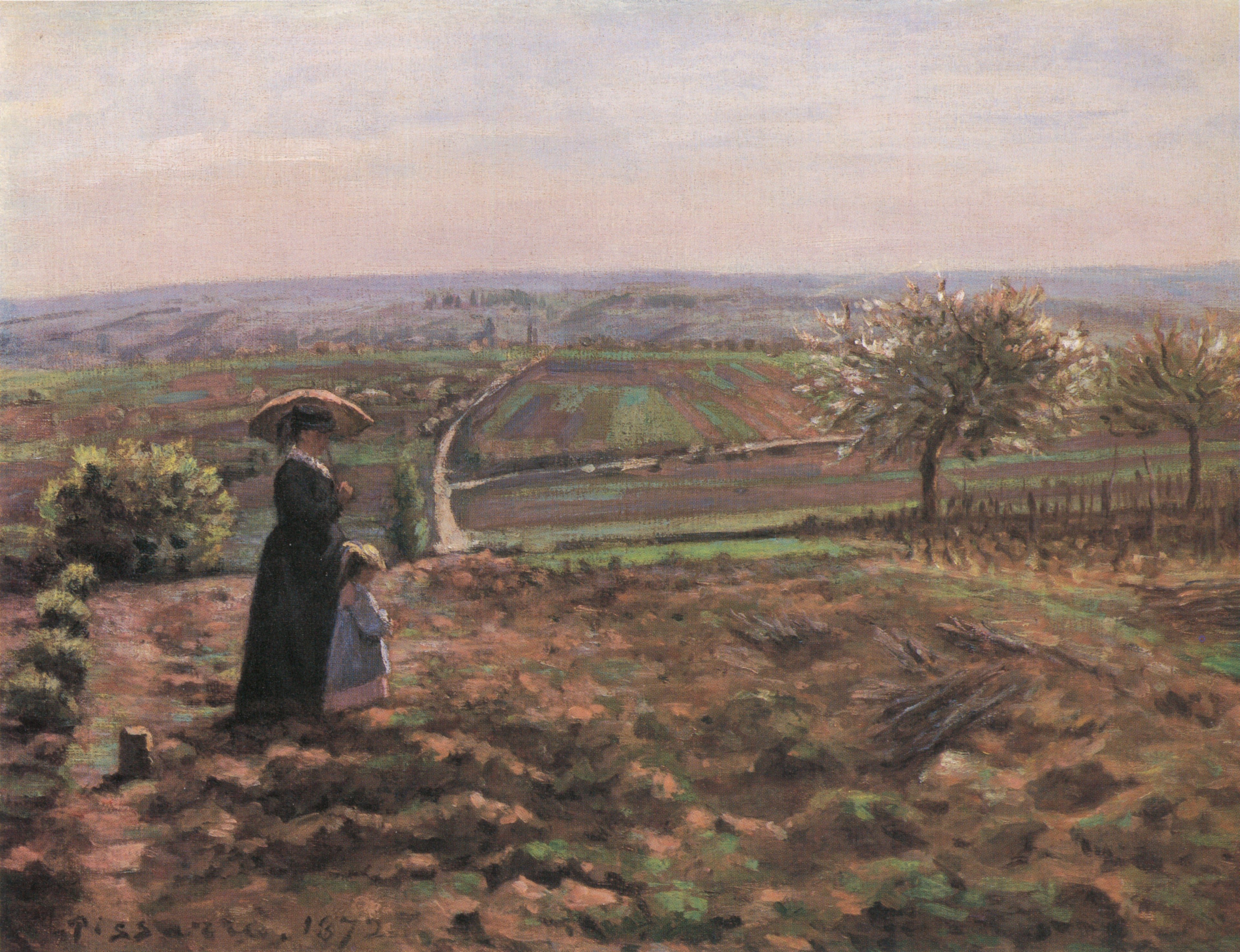 Reproduction du tableau « La Route de Rouen, les hauteurs de l'Hautil, Pontoise - Camille Pissarro » par Alpha Reproduction en peinture à l’huile