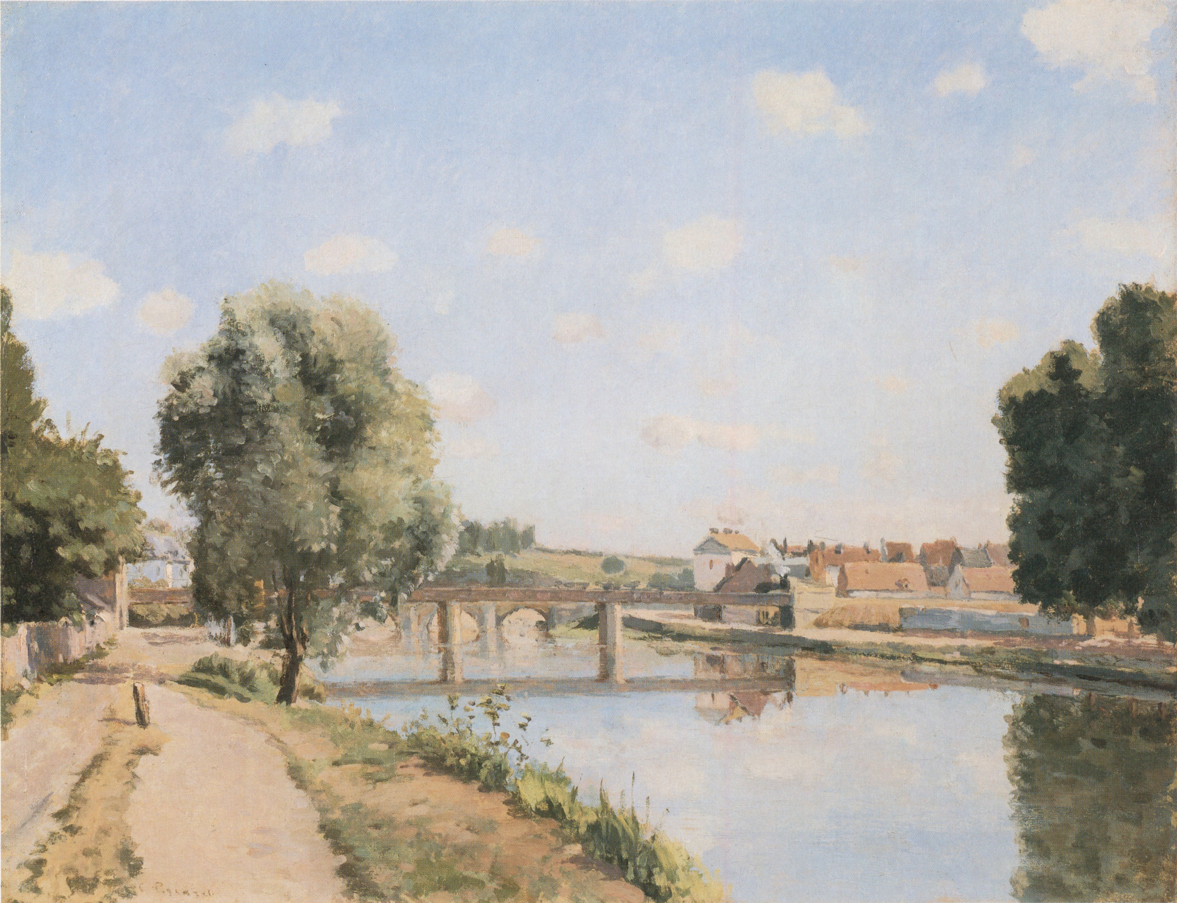 Reproduction du tableau « Le Pont du chemin de fer, Pontoise - Camille Pissarro » par Alpha Reproduction en peinture à l’huile