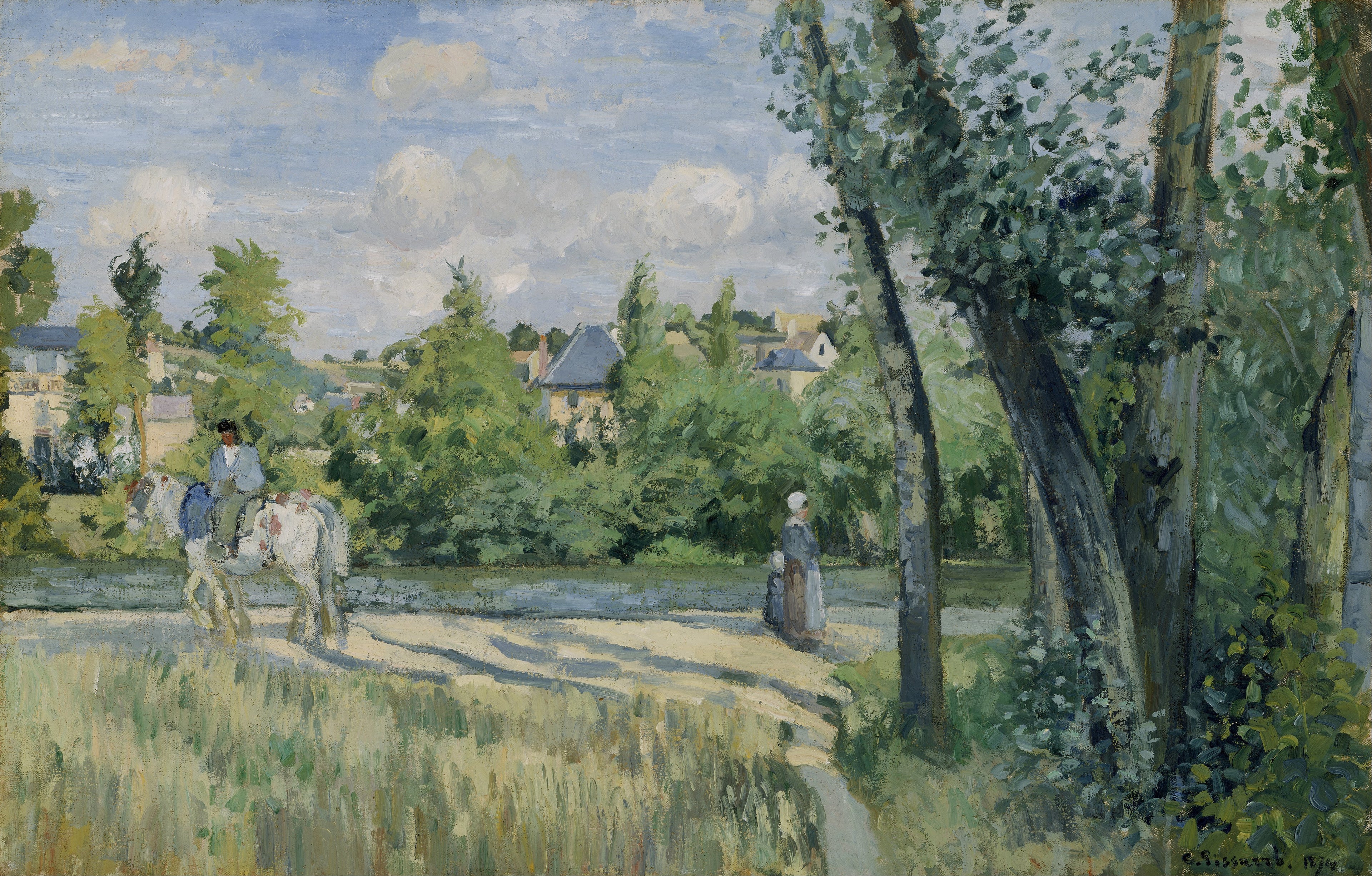 Reproduction du tableau « Lumière du soleil sur la route, Pontoise - Camille Pissarro » par Alpha Reproduction en peinture à l’huile