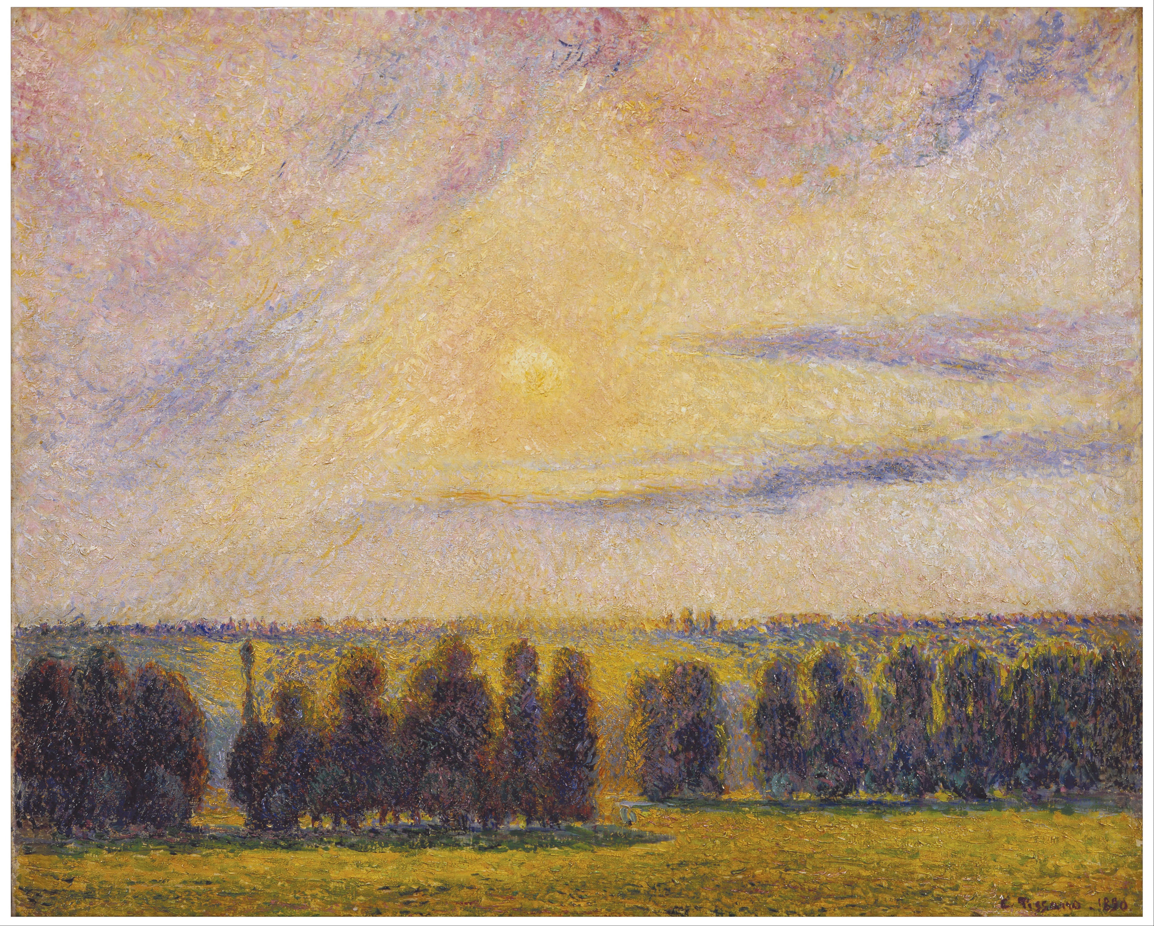 Reproduction du tableau « Coucher de soleil à Éragny - Camille Pissarro » par Alpha Reproduction en peinture à l’huile