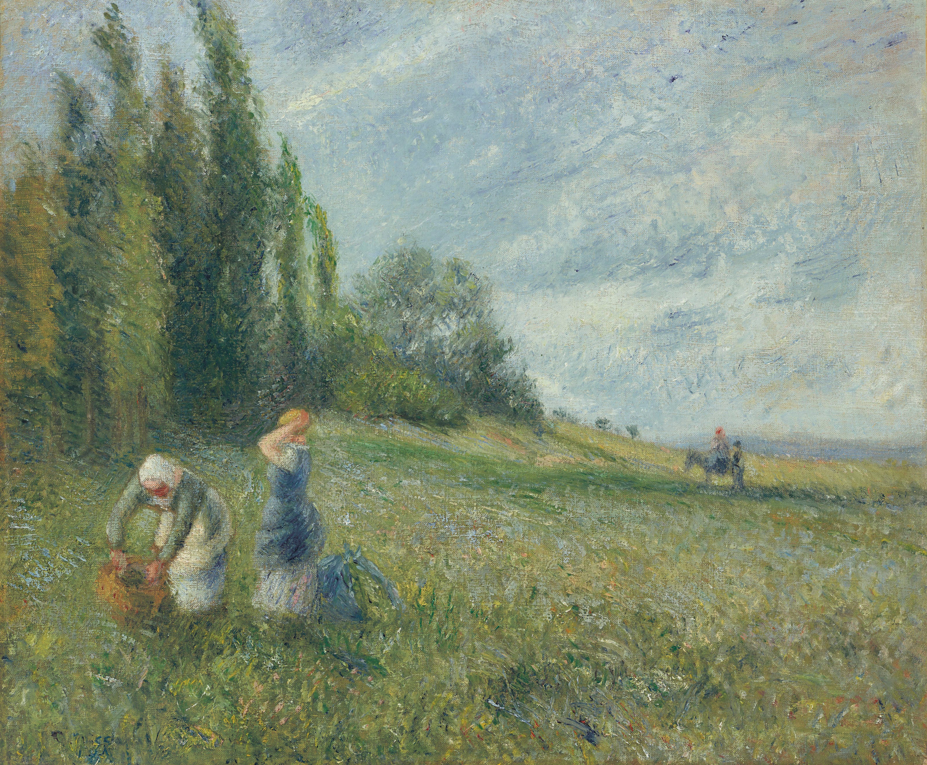 Reproduction du tableau « Paysannes dans les champs, Pontoise - Camille Pissarro » par Alpha Reproduction en peinture à l’huile