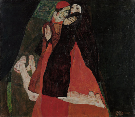 🔴 Il Cardinale e la Suora (La Carezza) – Egon Schiele (1912)