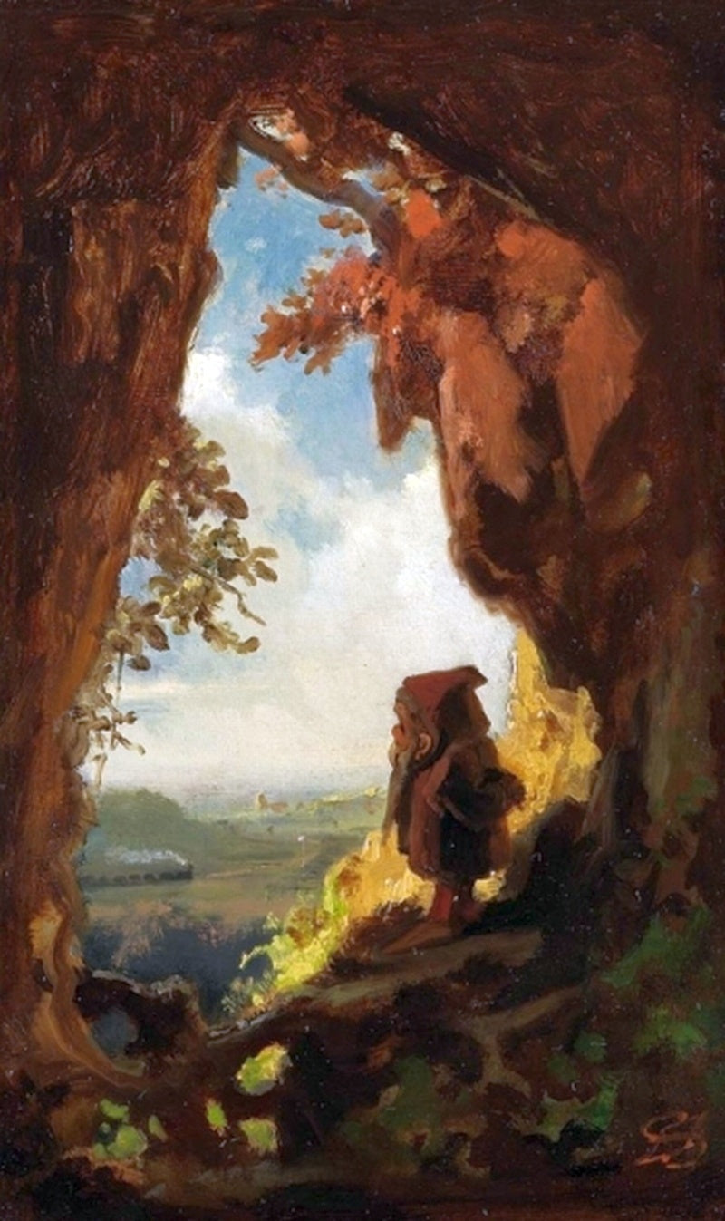 Gnomo che guarda un treno - Carl Spitzweg