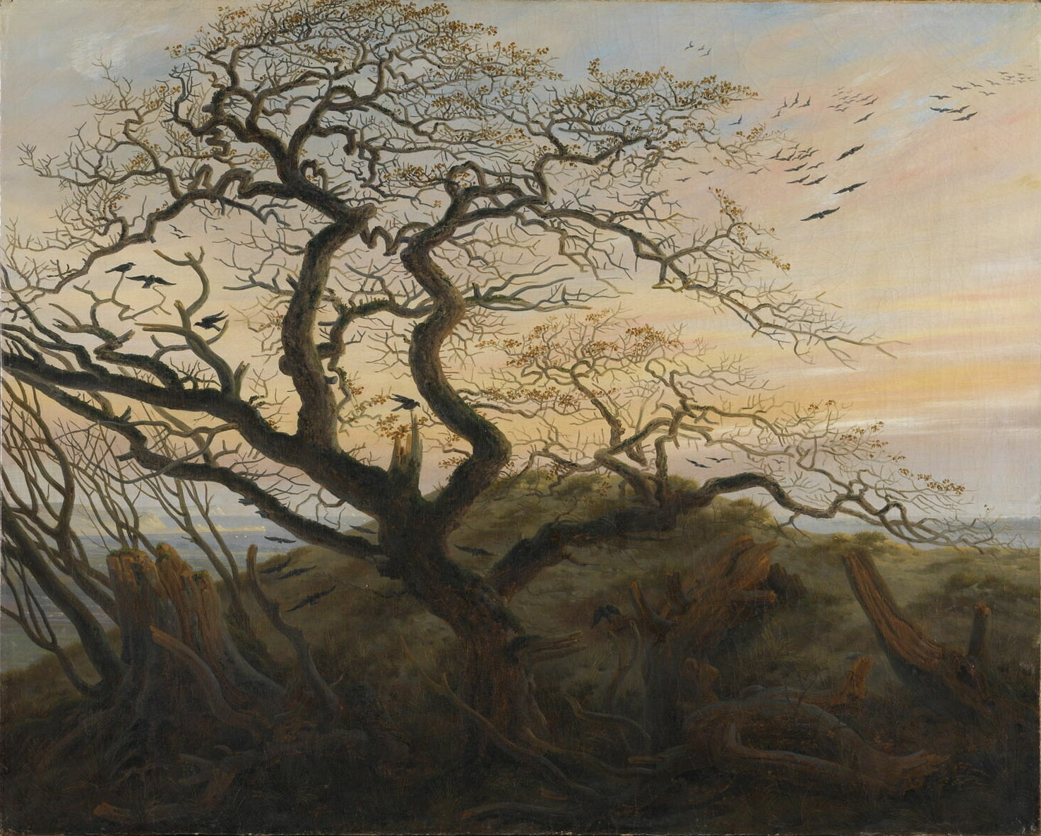 Reproduction du tableau « Corbeaux sur un arbre - Caspar David Friedrich » par Alpha Reproduction en peinture à l’huile