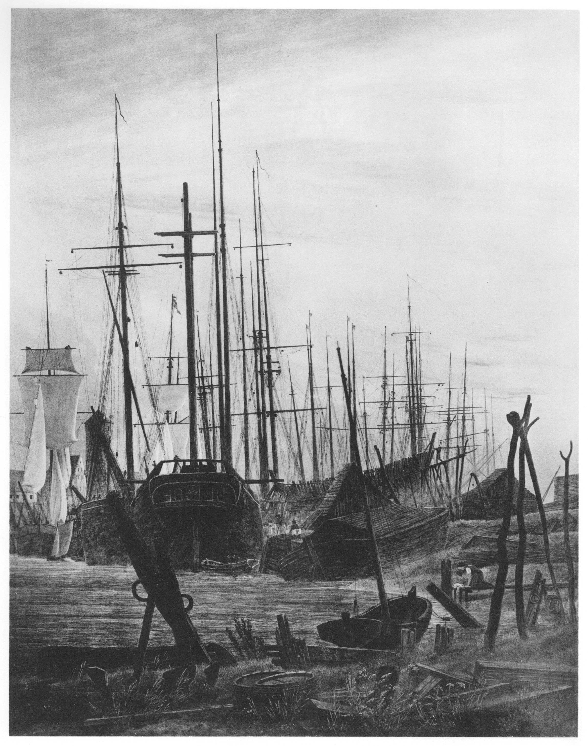 Reproduction du tableau « port de Greifswald - Caspar David Friedrich » par Alpha Reproduction en peinture à l’huile
