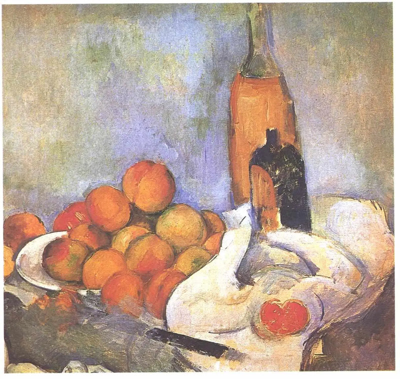 Bottiglie e Pesche - Paul Cézanne