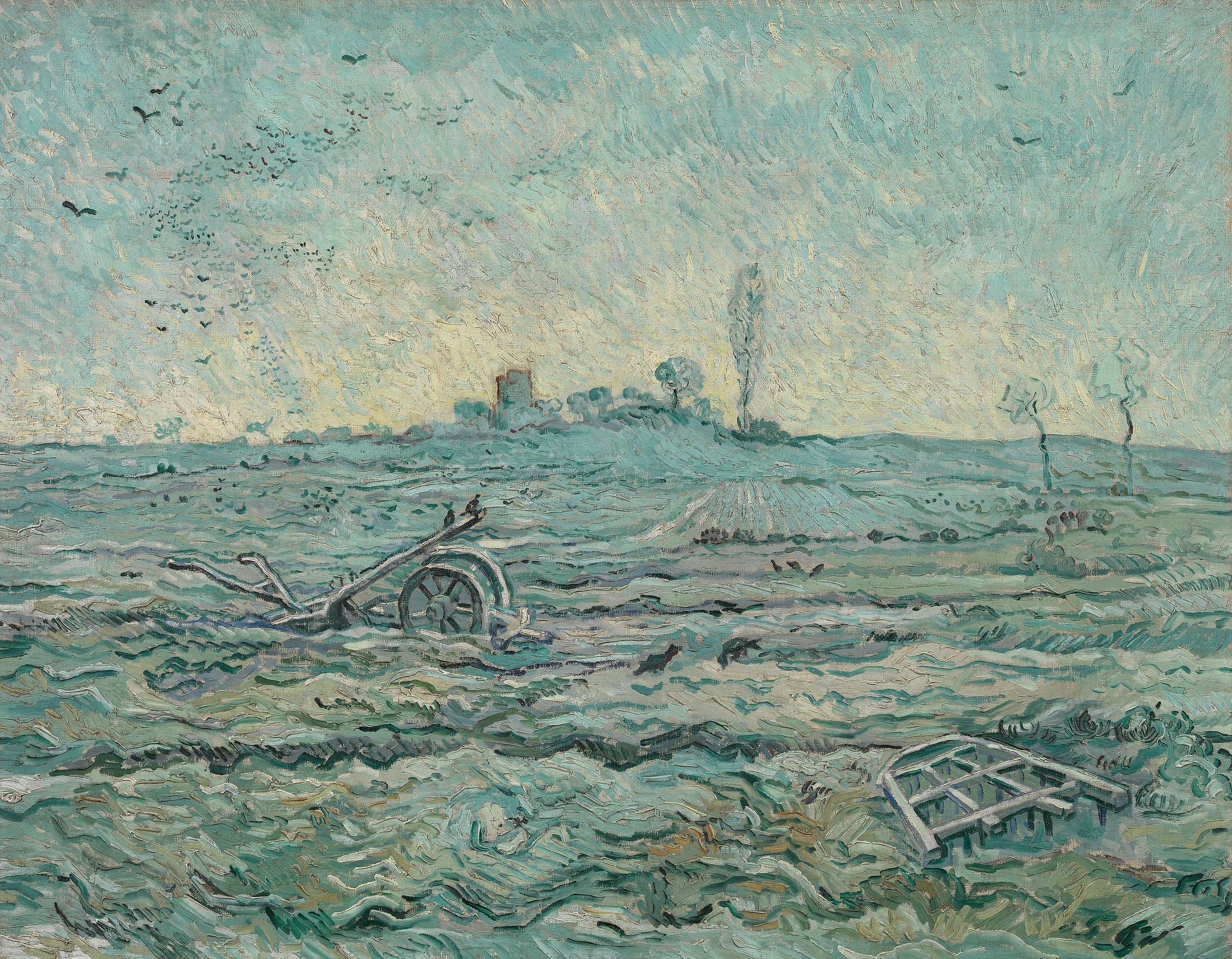 Campo innevato con erpice - Vincent van Gogh