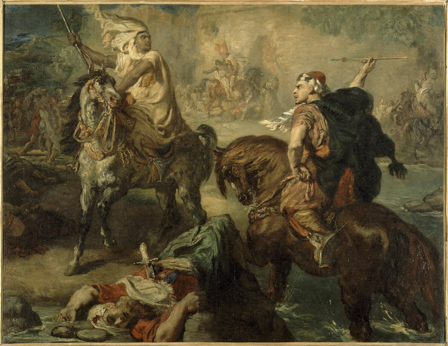 Chefs de tribus arabes se défiant au combat singulier sous les remparts d’une ville - Théodore Chassériau - Alpha