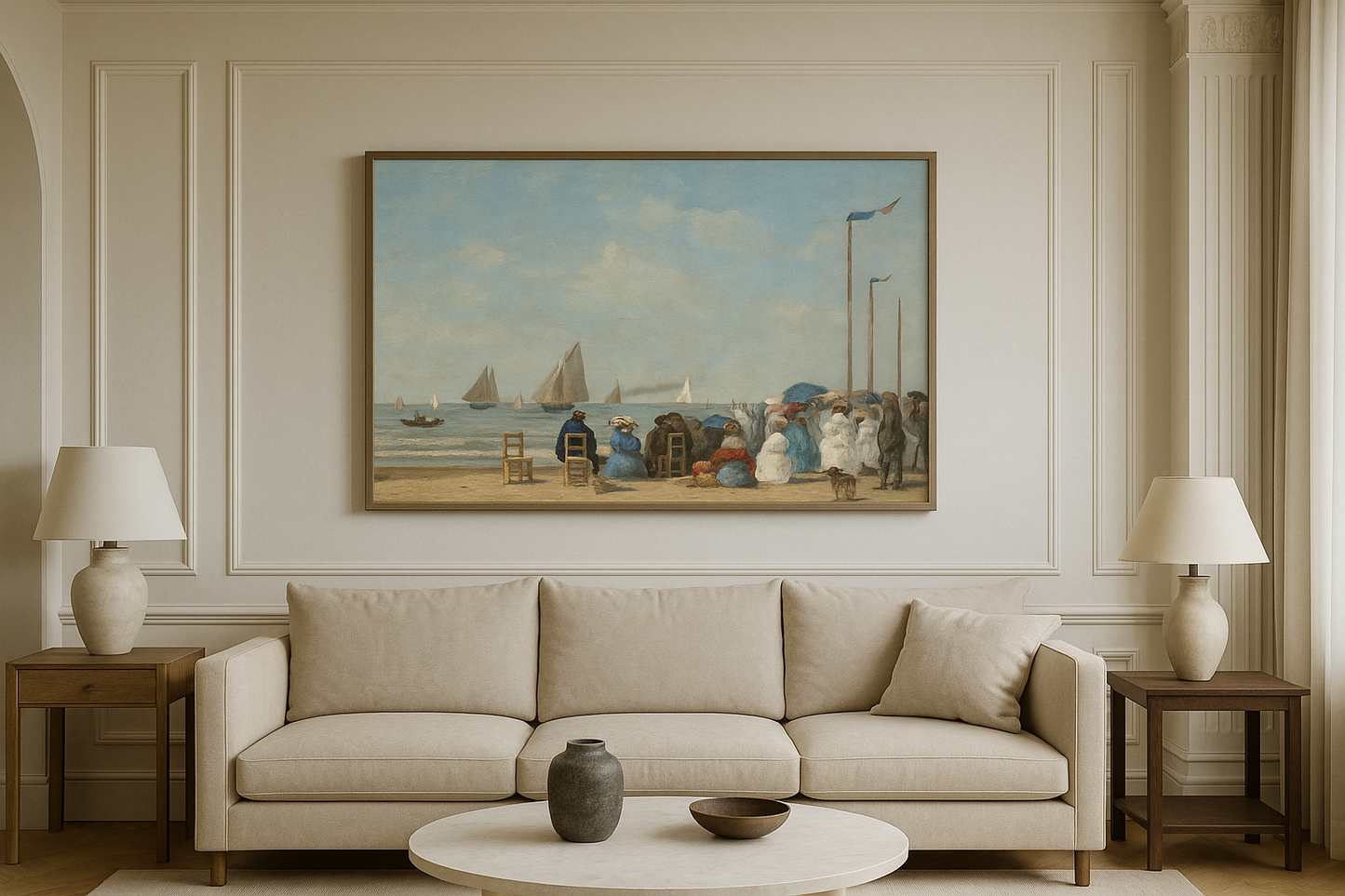 🏖️ Scena di spiaggia a Trouville – Eugène Boudin (1863)