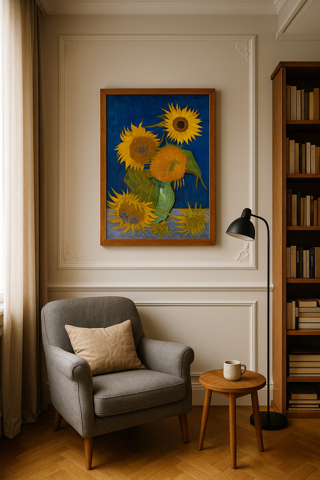 🌻 Girasoli (sfondo blu reale) – Vincent van Gogh (1888)