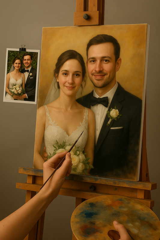 💍 Quadro di Matrimonio Personalizzabile – Pittura a Olio Emozione & Eleganza