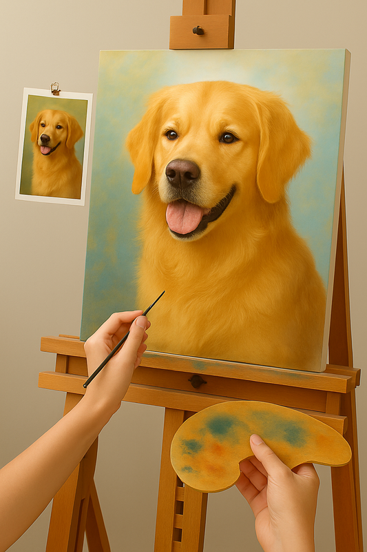 🎨 Quadro Ritratto Cane Personalizzabile – Pittura a Olio Unica