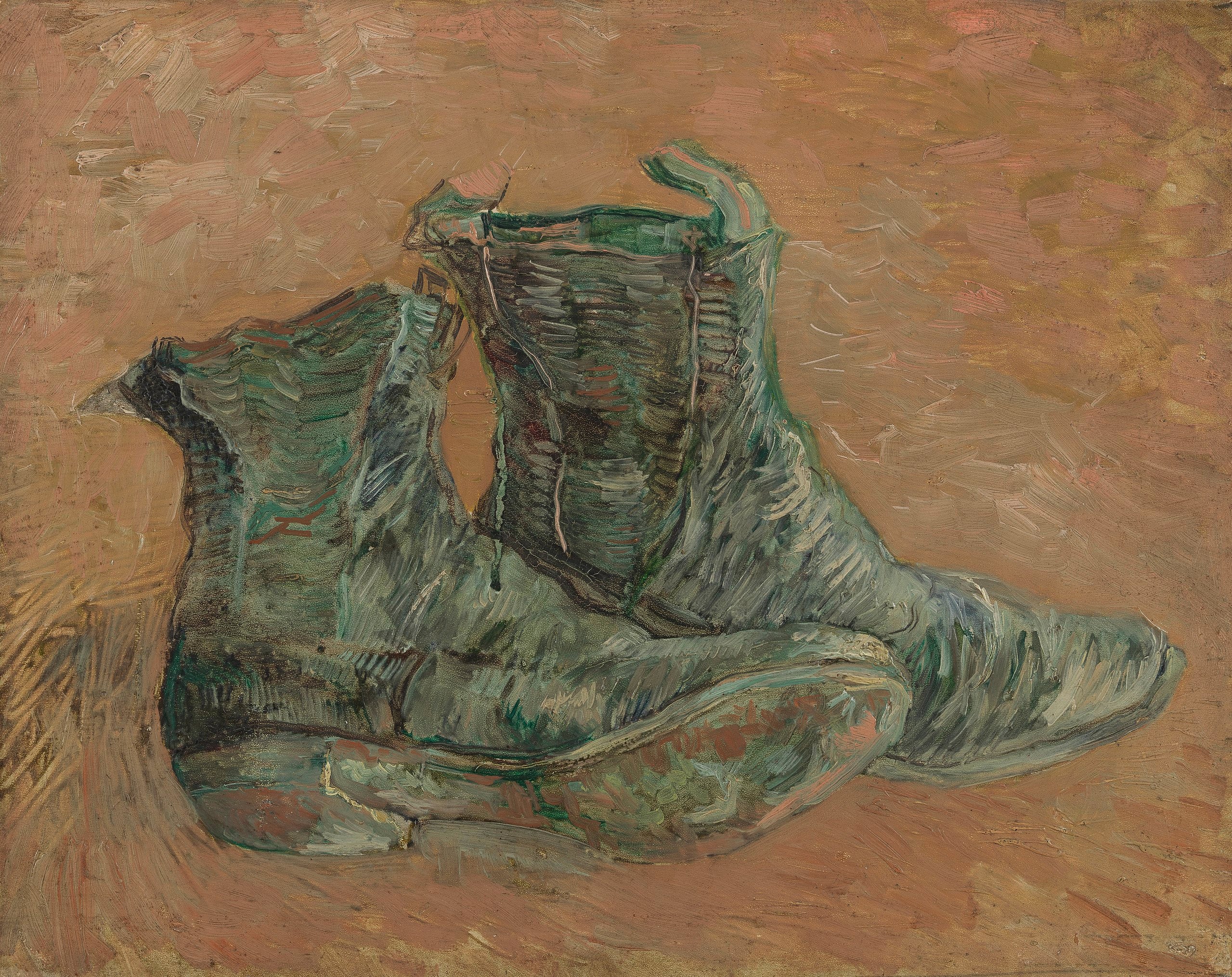 Reproduction du tableau « Chaussures - Vincent van Gogh » par Alpha Reproduction en peinture à l’huile