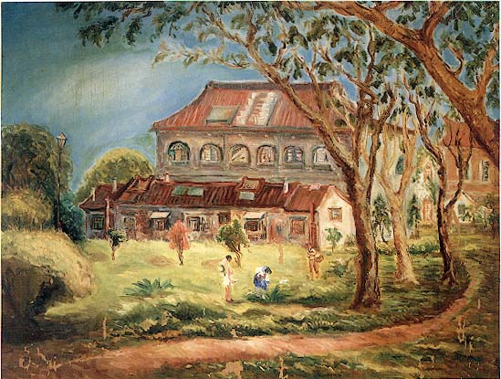 Dortoir du lycée de jeunes filles Changrong, Chen Cheng-po, 1941, huile sur toile