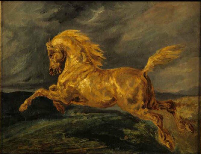 Reproduction du tableau « Cheval au galop - Théodore Géricault » par Alpha Reproduction en peinture à l’huile