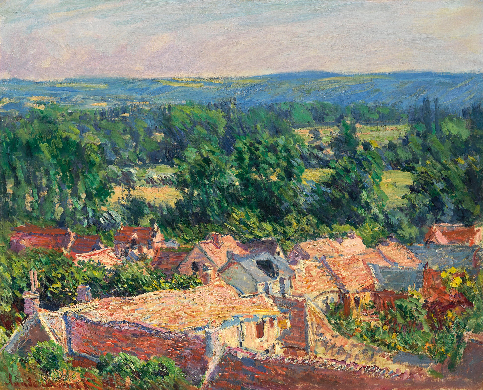 Reproduction du tableau « Vue du village de Giverny - Claude Monet » par Alpha Reproduction en peinture à l’huile