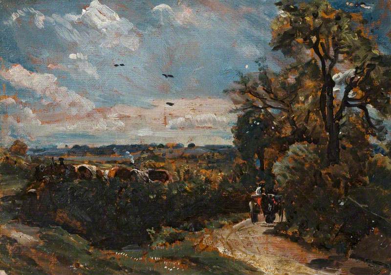 Une charrette sur une ruelle à Flatford - John Constable