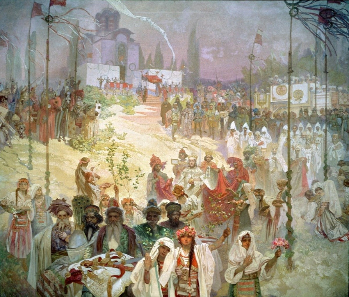Incoronazione dello zar serbo Stefan Dušan come imperatore bizantino - Alphonse Mucha