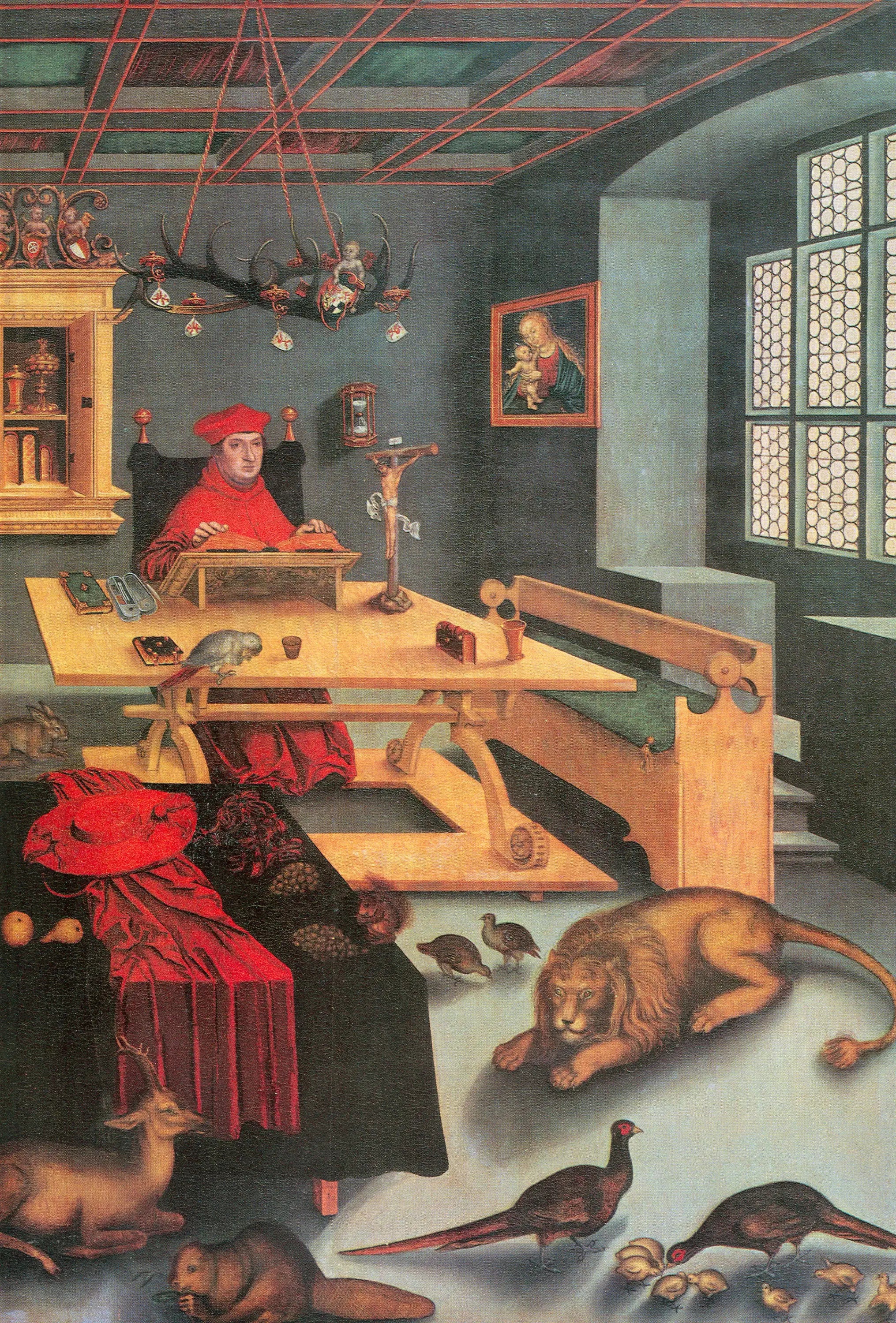 Le cardinal Albrecht de Brandebourg dans le rôle de Saint Jérôme - Lucas Cranach the Elder - Alpha Reproduction