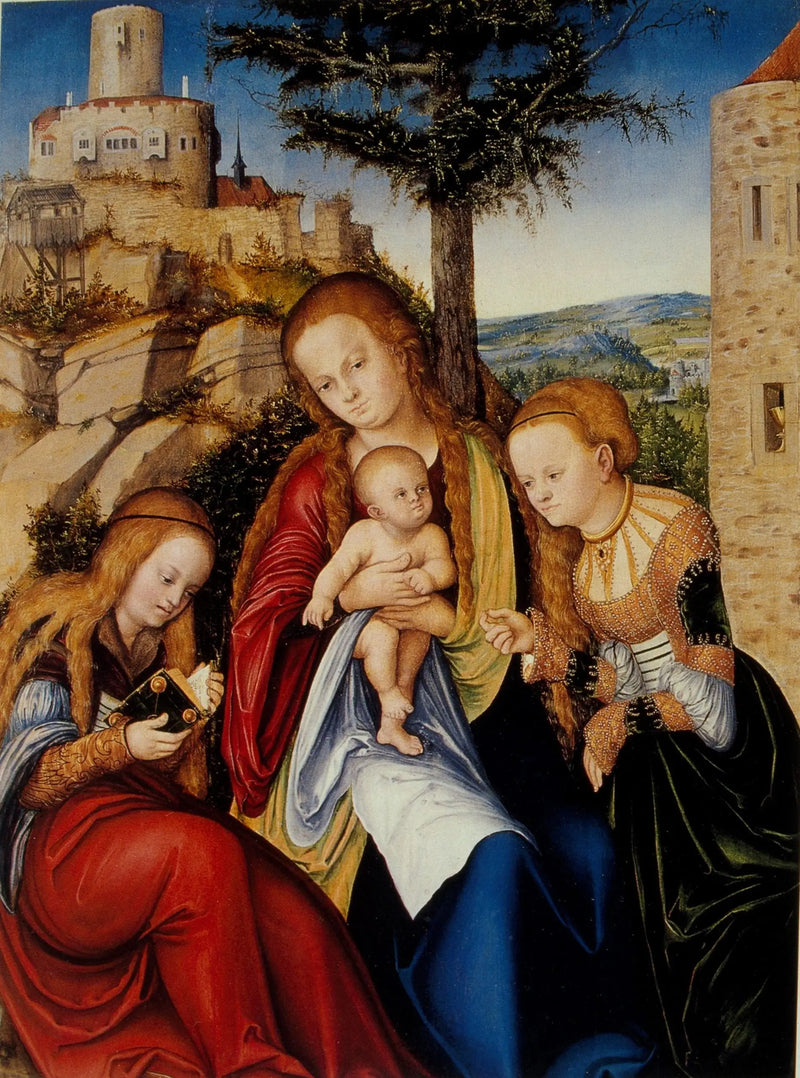 La Vergine con il Bambino con Santa Barbara e Santa Caterina d'Alessandria - Lucas Cranach il Vecchio
