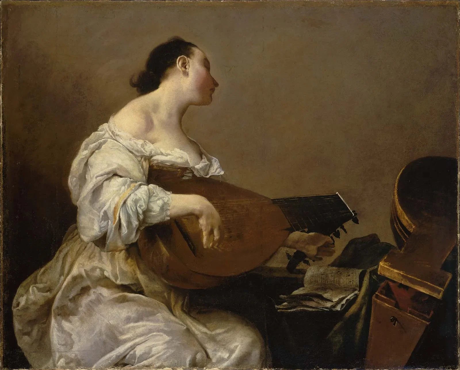 Femme jouant du luth - Giuseppe Maria Crespi image 1 copie peinte à la main à l’huile