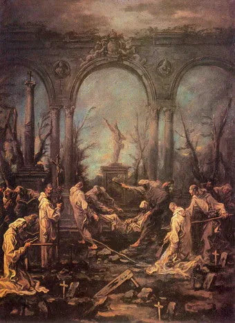 Enterrement du moine Kiev Khanenka - Alessandro Magnasco image 1 reproduction de peinture à l’huile