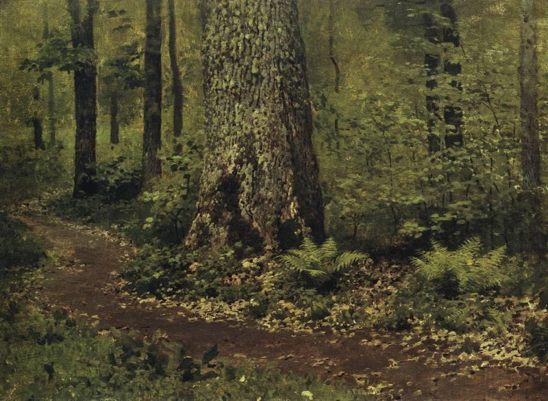 Sentier dans la forêt de feuillus. Fougères - Isaac Levitan