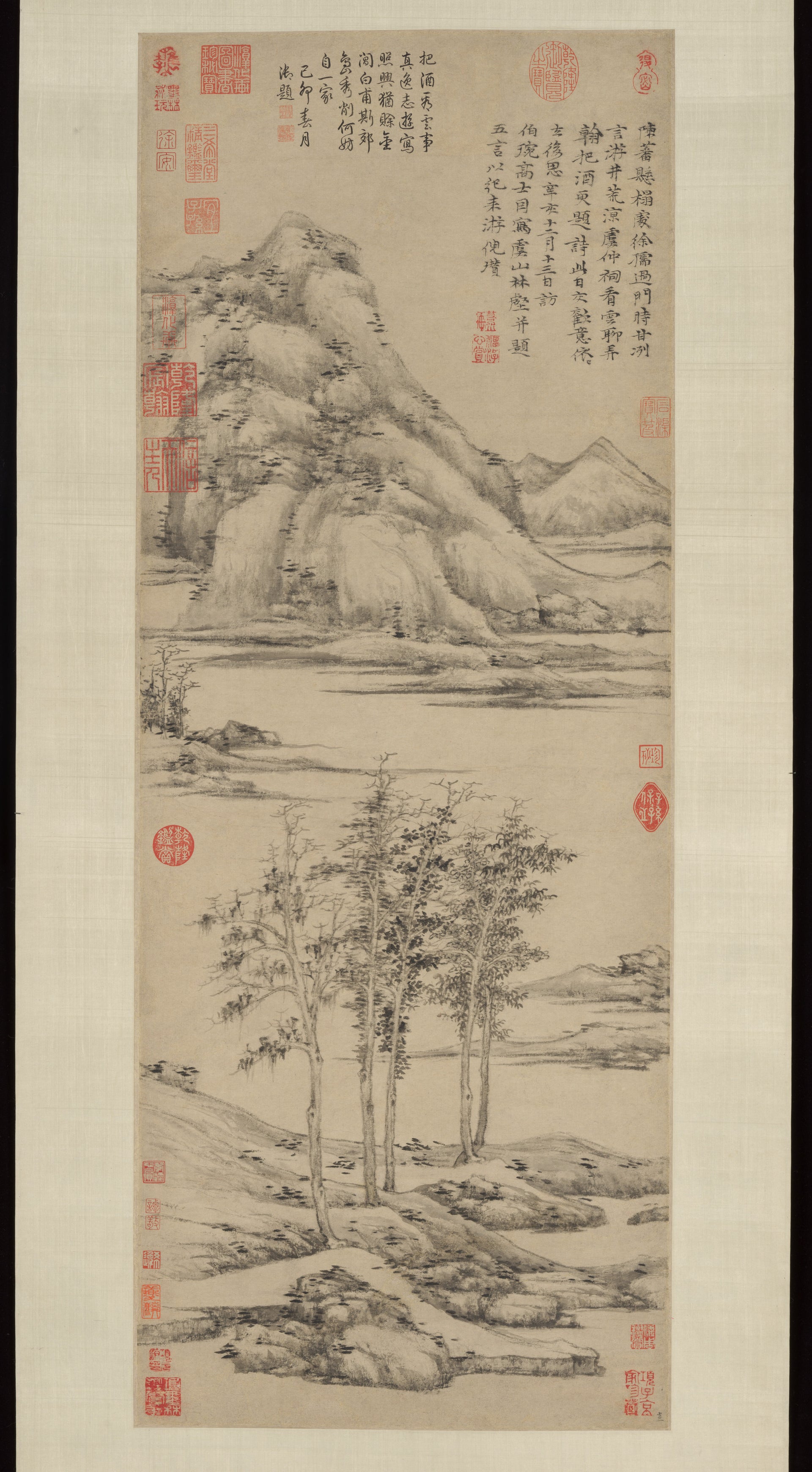 Woods and Valleys of Mount Yu, Ni Zan, dated 1372 — peinture chinoise