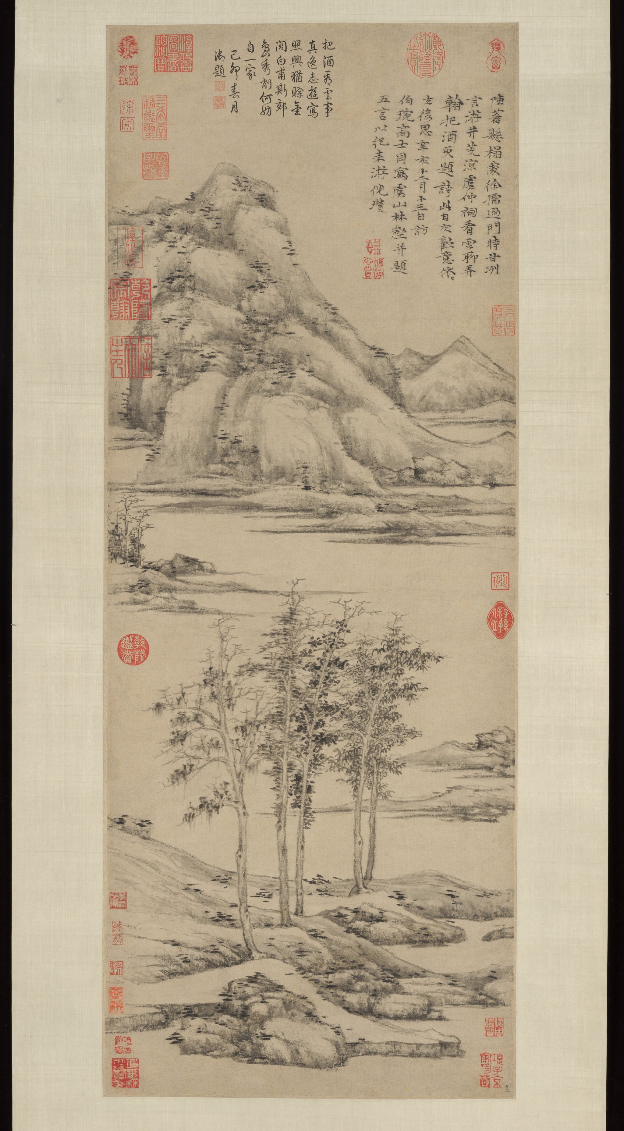 Woods and Valleys of Mount Yu, Ni Zan, dated 1372 — peinture chinoise