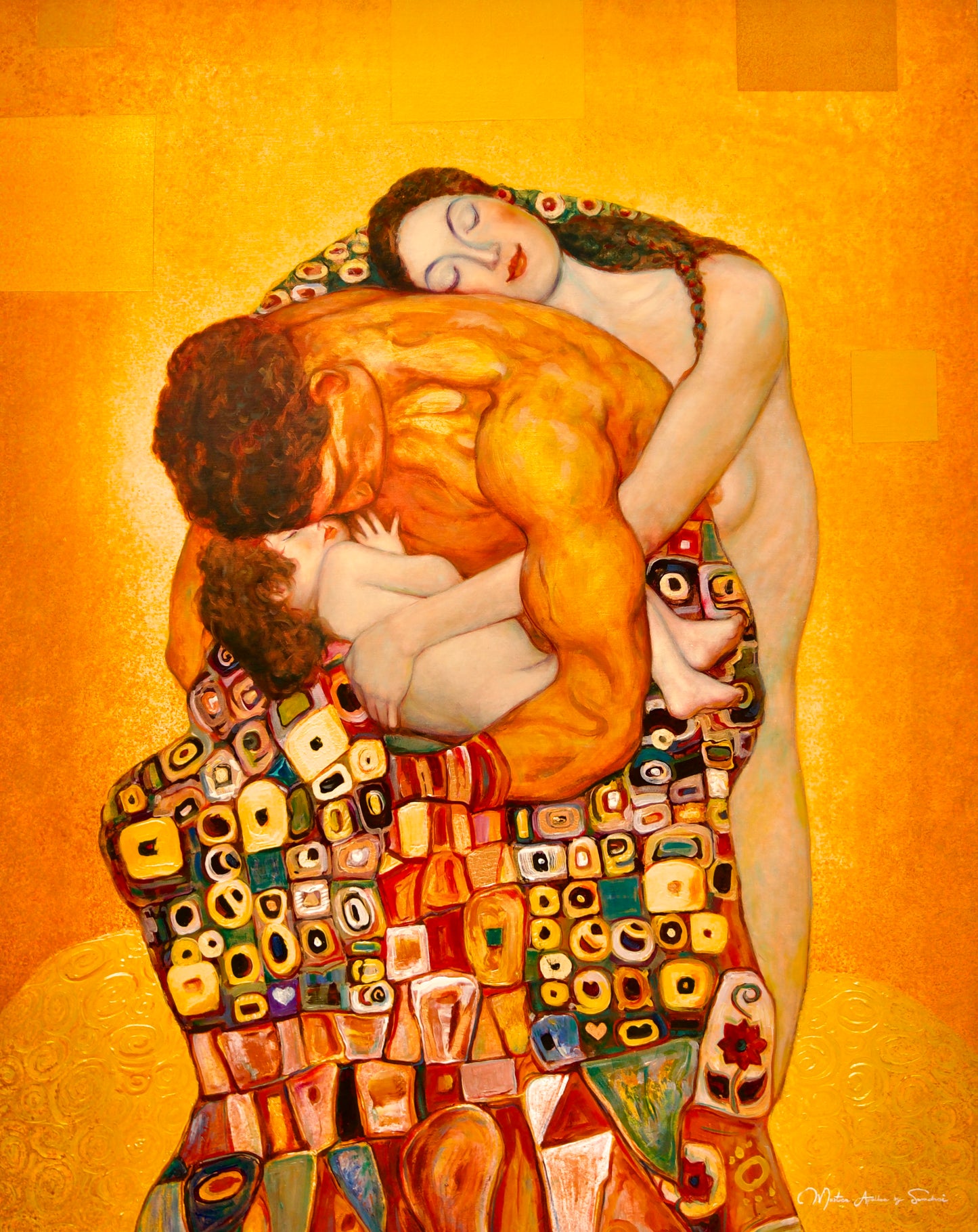 👨‍👩‍👧 L'Abbraccio Familiare – Ispirato a Gustav Klimt (Opera di collage creata dai fan)